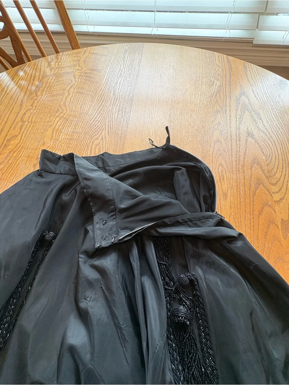 Vintage Black Taffeta Long Beaded Maxi Skirt Size S Custom